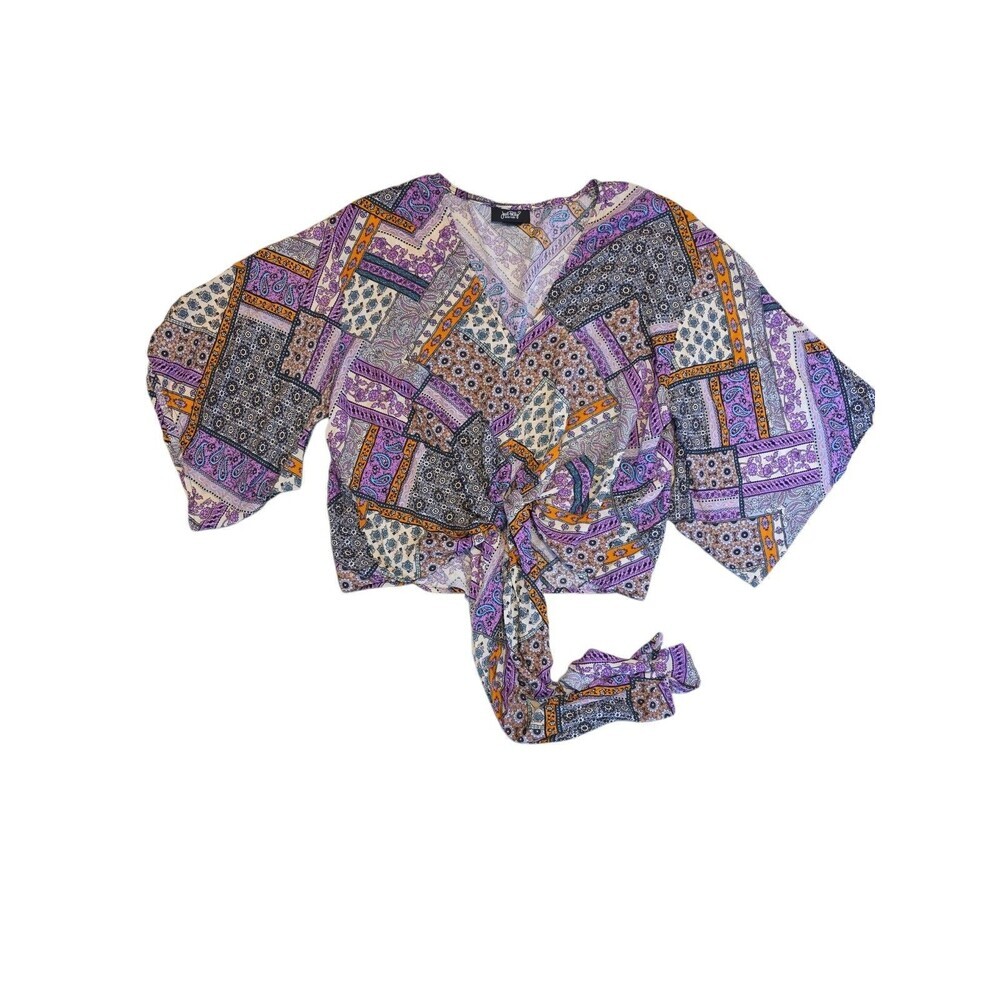 Just Polly Women's Crop Top Tie Size Small Purple New York